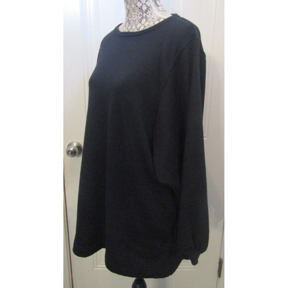FP Beach Free People Black Tunic Sweatshirt Dress Side Pockets Over Sized Sz SP - Picture 3 of 7